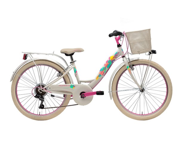 Adriatica dječji ženski 24" bijelo/rozi sa košarom