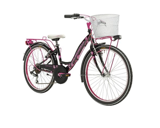 Adriatica dječji ženski 24" crno/rozi sa košarom